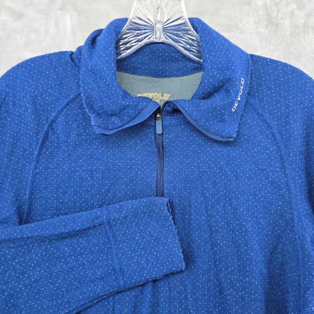 Devold Active Quarter Zip Pullover Mens Large Blue Merino Wool Base Layer